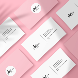 Pink and white business cards